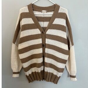 Altard State Brown Cream Stripe Knit Oversized Cardigan Sweater Size S